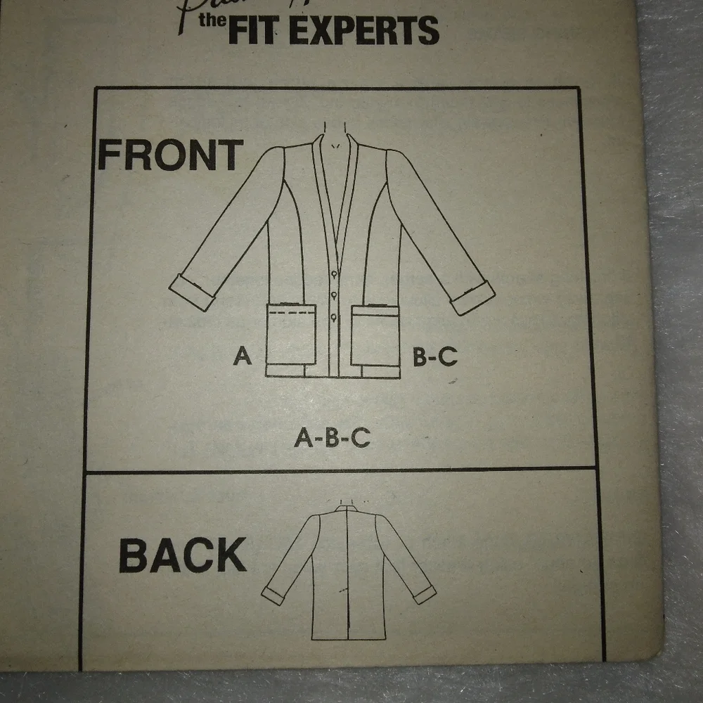 MCCALL'S 8060 Sz 24-26 Two hour Cardigan Jacket using Palmer/Pletsch fit experts